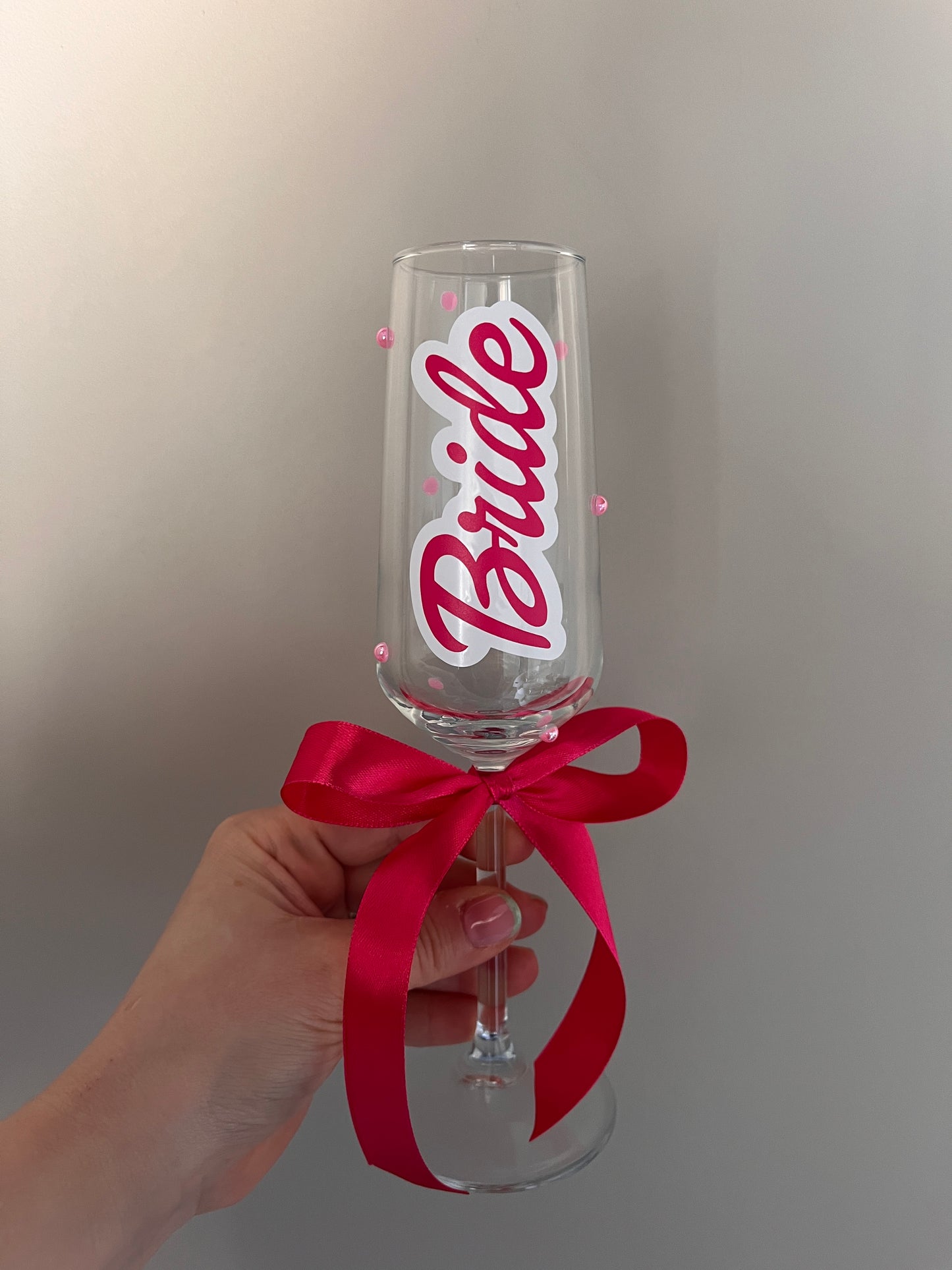 Barbie Bride Inspired Pink Champagne Flute