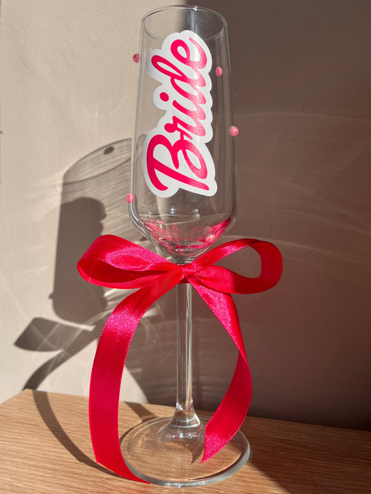 Barbie Bride Inspired Pink Champagne Flute